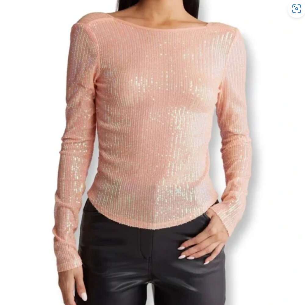 NWT Free People Unapologetic Sequin Long Sleeve